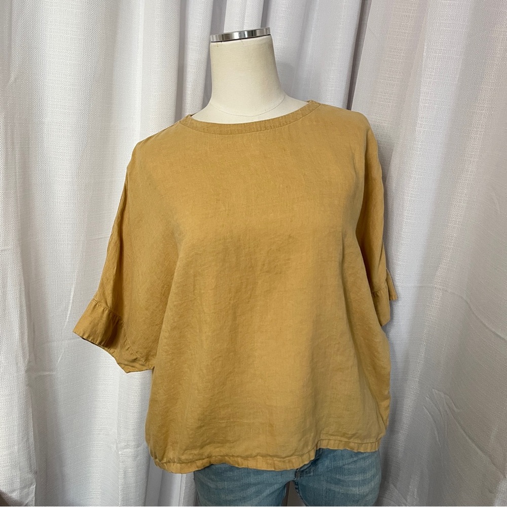 Muji Golden Yellow Hemp Oversized Blouse